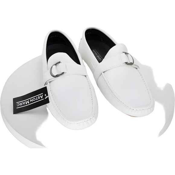 Aston Marc Men's White Driving Loafers Slip-On Casual Shoes US 13M - Picture 1 of 6